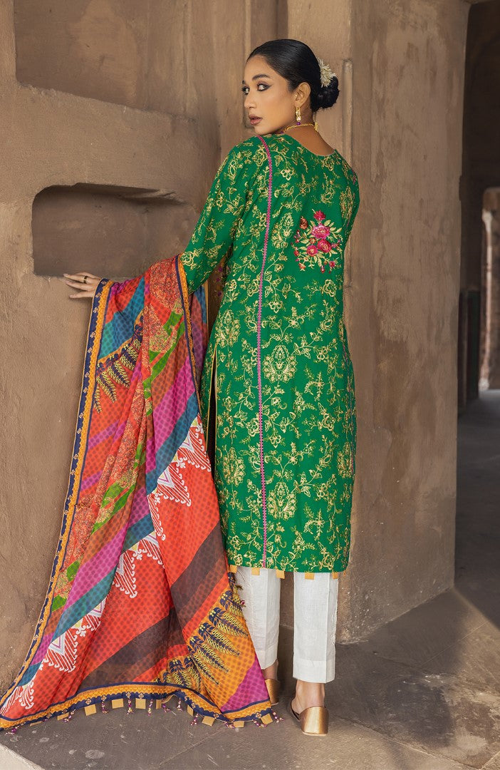 Unstitched 3 Piece Embroidered Lawn Suit