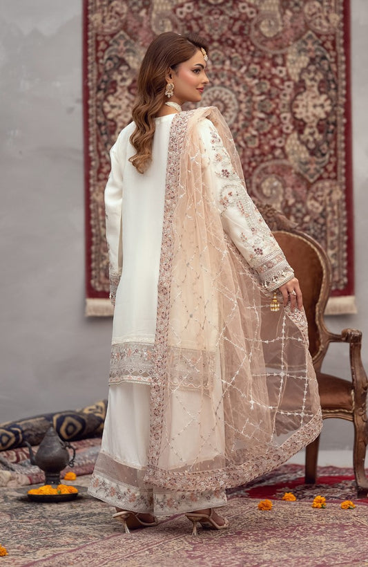 Ready to Wear 3 Piece Formal Embroidered Organza Suit.