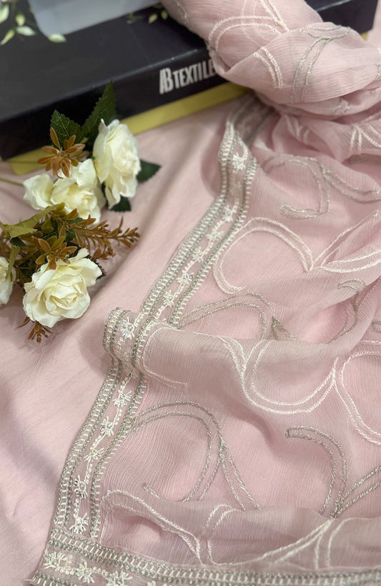 Unstitched Chiffon 3 Piece Embroidered Formal Suit