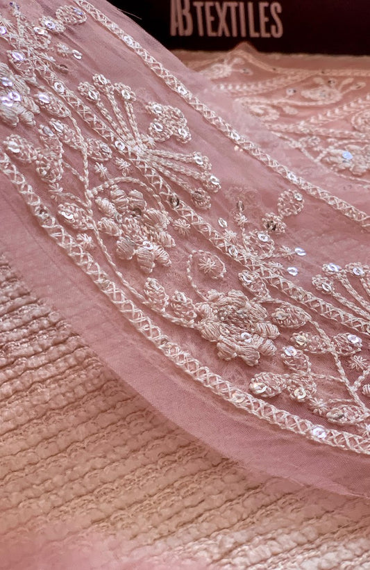 Unstitched Chiffon 3 Piece Embroidered Formal Suit