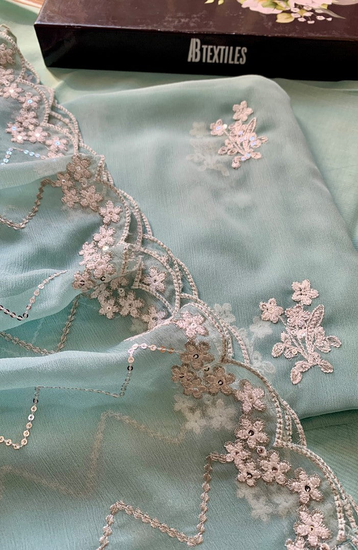 Unstitched Chiffon 3 Piece Embroidered Formal Suit