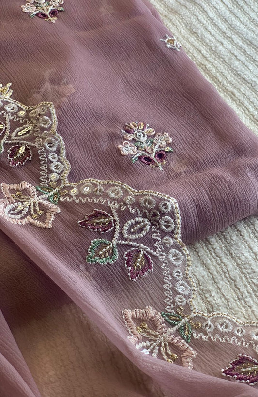 Unstitched Chiffon 3 Piece Embroidered Formal Suit