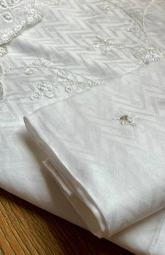 Unstitched Self Jacquard Lawn 3 Piece Embroidered Formal Suit