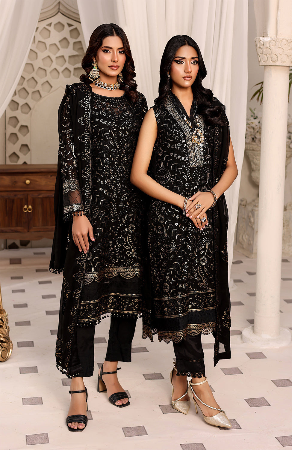 Unstitched 3 Piece Formal Embroidered Luxury Chiffon Suit