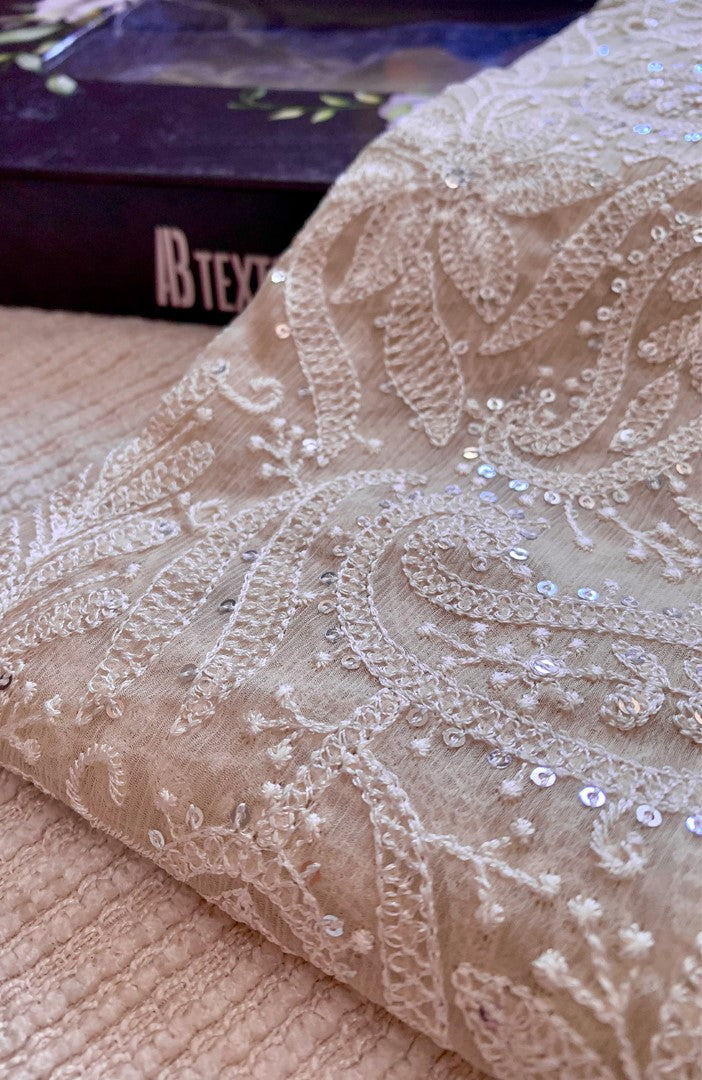 Unstitched Chiffon 3 Piece Embroidered Formal Suit
