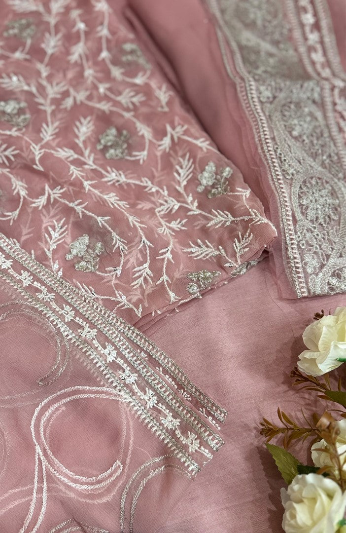 Unstitched Chiffon 3 Piece Embroidered Formal Suit