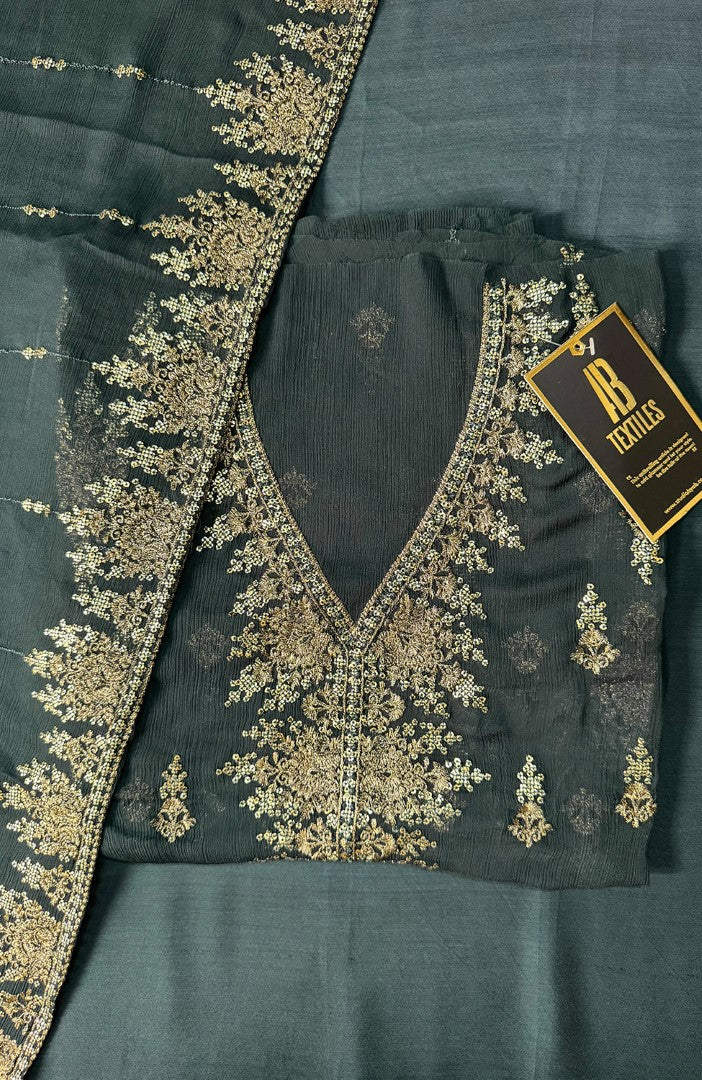 Unstitched Chiffon 3 Piece Embroidered Formal Suit