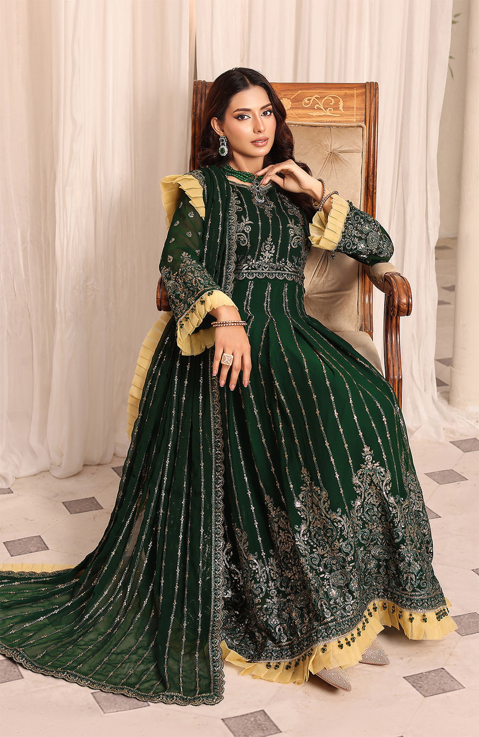 Unstitched 3 Piece Formal Embroidered Luxury Chiffon Suit