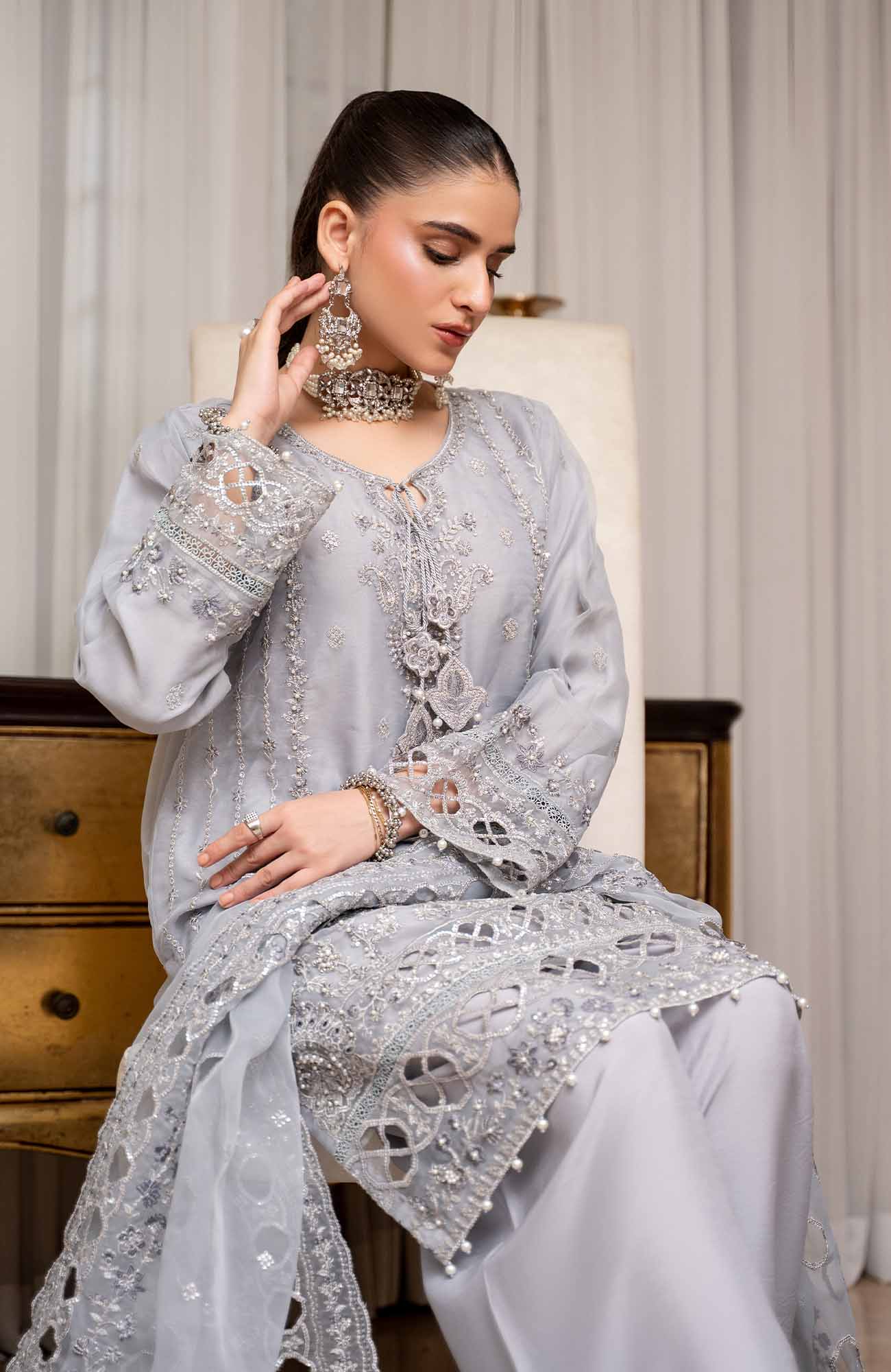 Ready to Wear 3 Piece Formal Embroidered Luxury Organza Suit