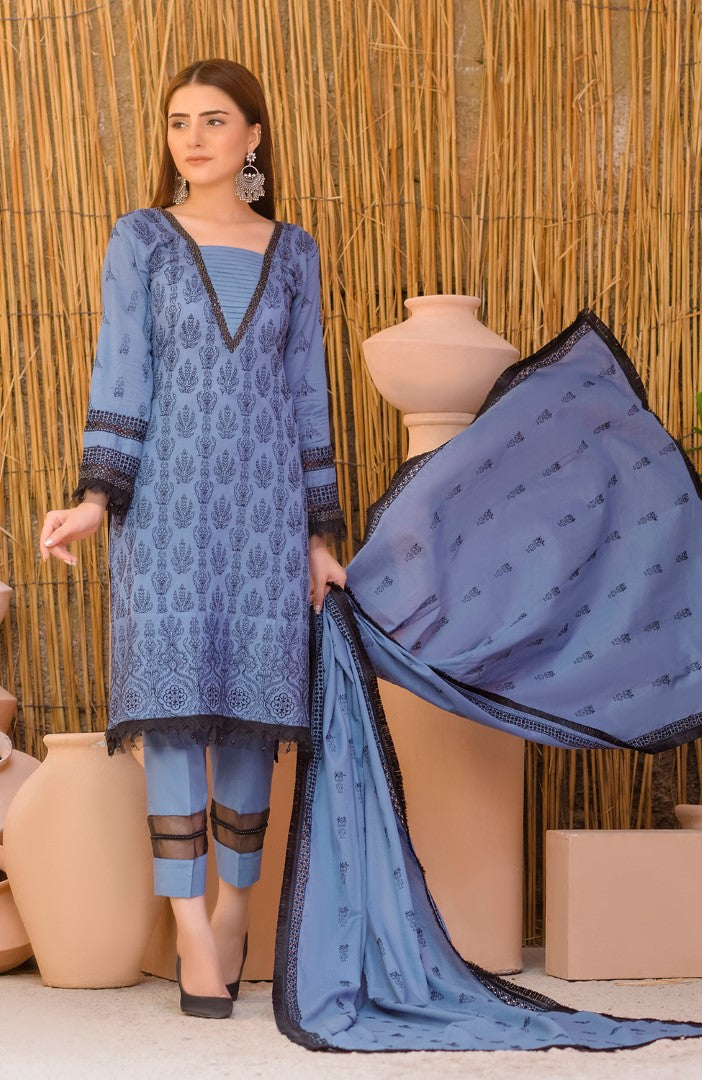 Unstitched 3 Piece Chikankari Embroidered Lawn Suit