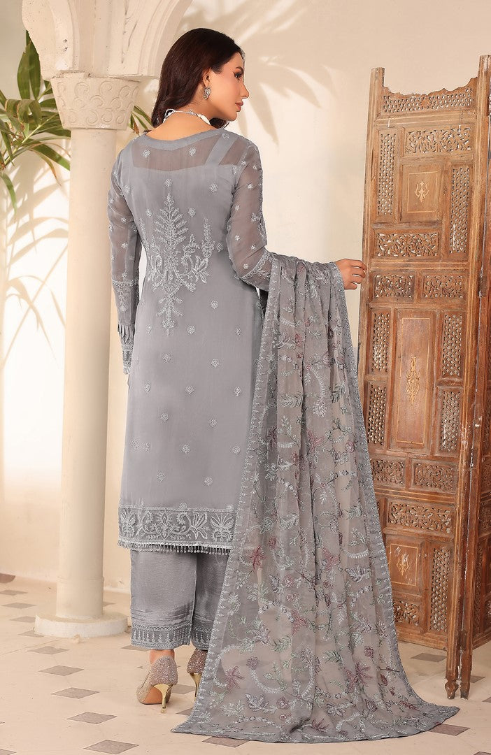 Unstitched 3 Piece Formal Embroidered Luxury Chiffon Suit