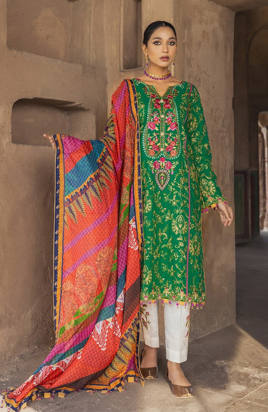 Unstitched 3 Piece Embroidered Lawn Suit