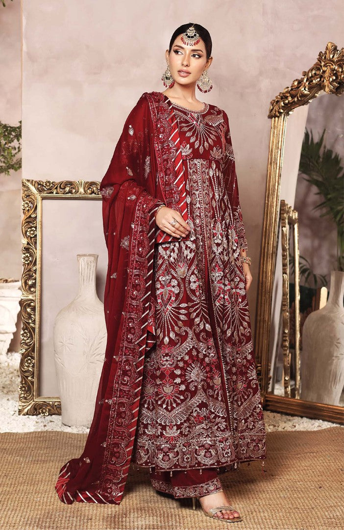 Unstitched 3 Piece Formal Embroidered Luxury Chiffon Suit