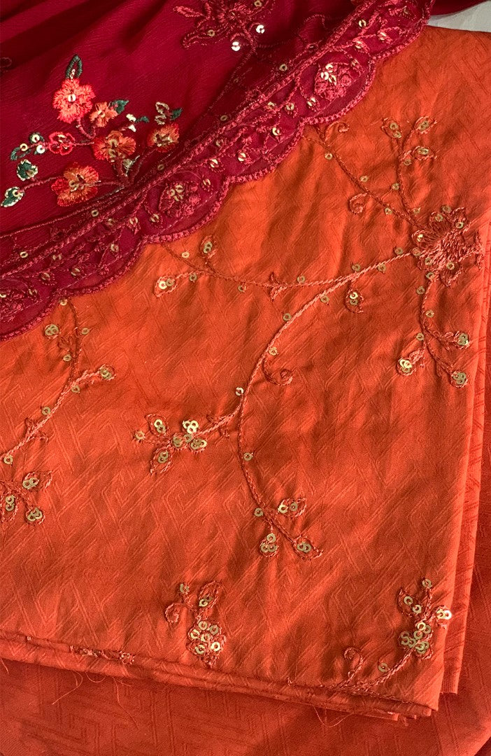 Unstitched Self Jacquard Lawn 3 Piece Embroidered Formal Suit