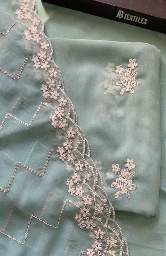 Unstitched Chiffon 3 Piece Embroidered Formal Suit