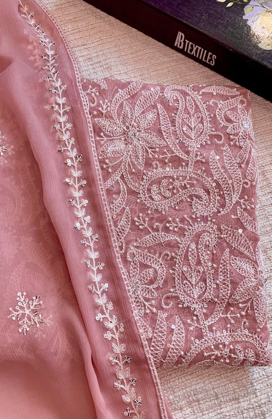 Unstitched Chiffon 3 Piece Embroidered Formal Suit