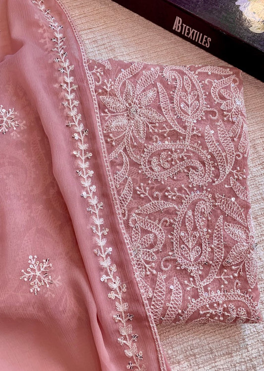 Unstitched Chiffon 3 Piece Embroidered Formal Suit