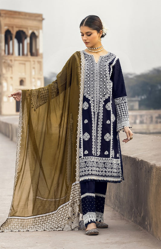 Unstitched 3 Piece Embroidered Lawn Suit