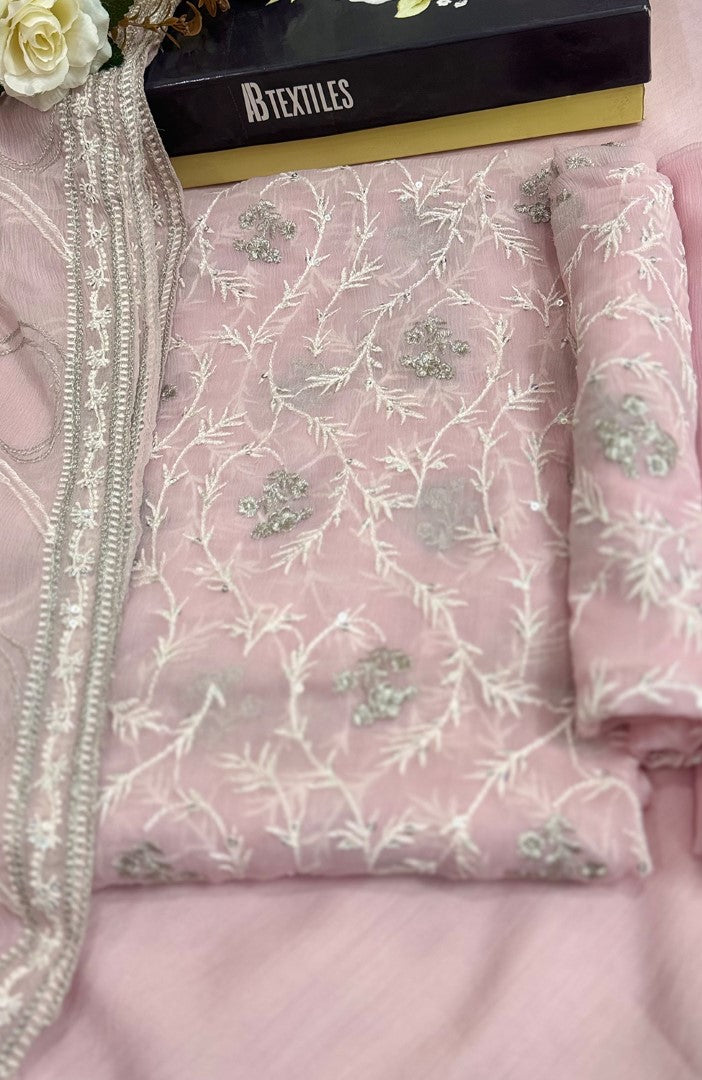 Unstitched Chiffon 3 Piece Embroidered Formal Suit