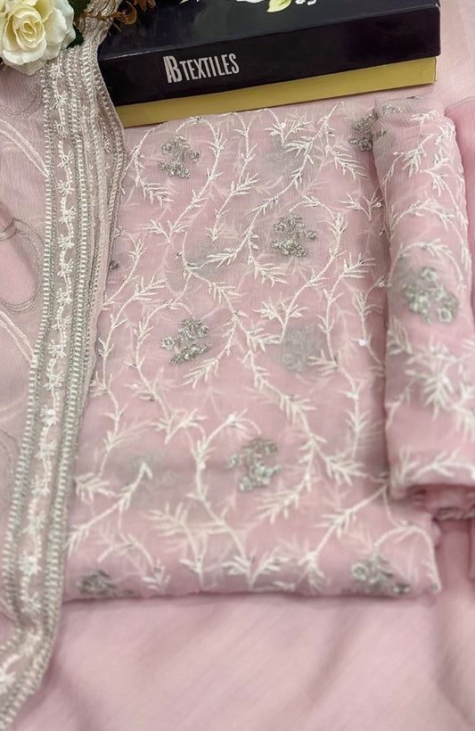 Unstitched Chiffon 3 Piece Embroidered Formal Suit