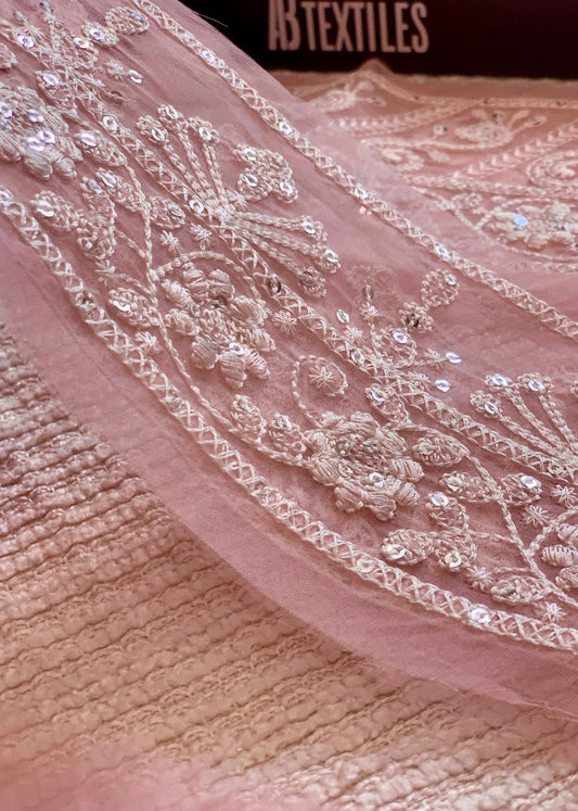 Unstitched Chiffon 3 Piece Embroidered Formal Suit