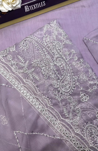 Unstitched Chiffon 3 Piece Embroidered Formal Suit