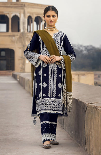Unstitched 3 Piece Embroidered Lawn Suit