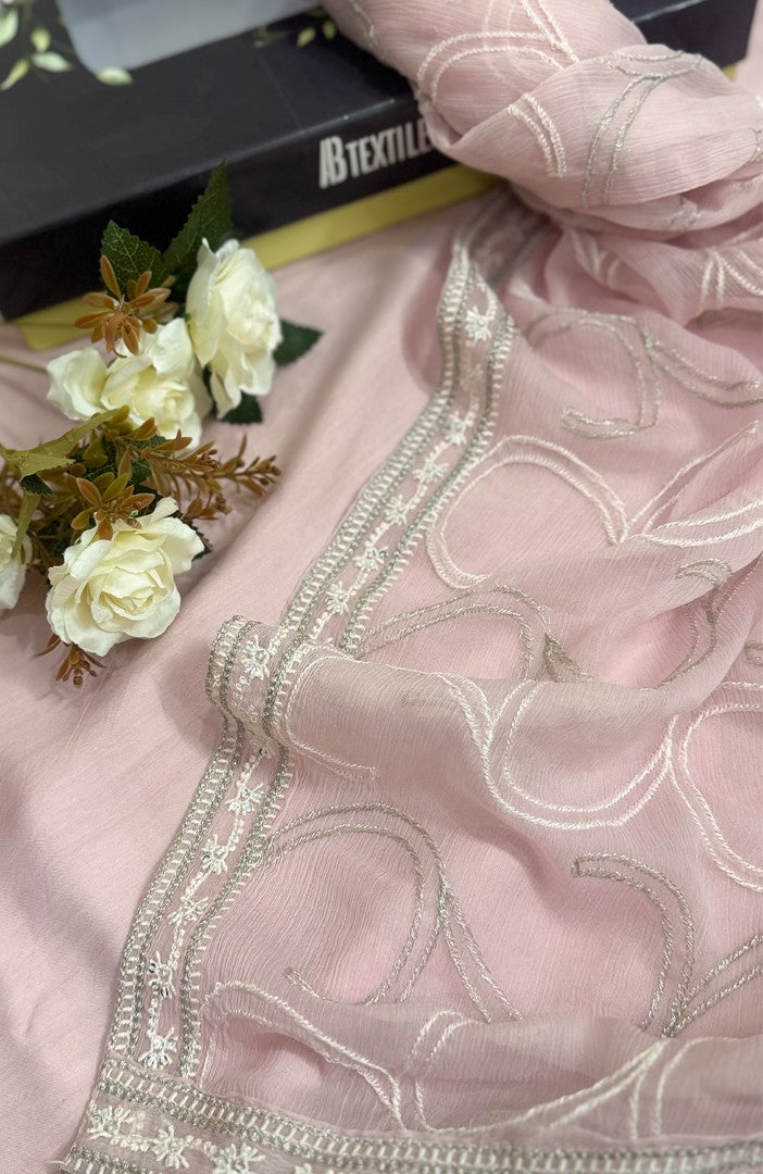 Unstitched Chiffon 3 Piece Embroidered Formal Suit
