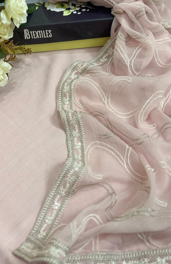 Unstitched Chiffon 3 Piece Embroidered Formal Suit