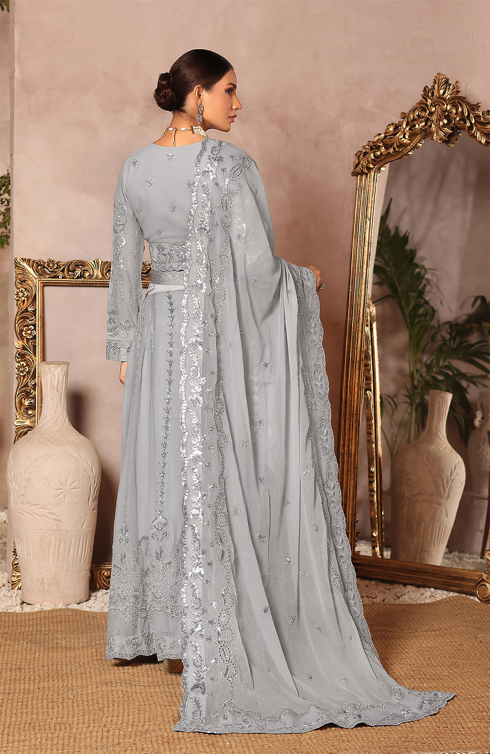Unstitched 3 Piece Formal Embroidered Luxury Chiffon Suit