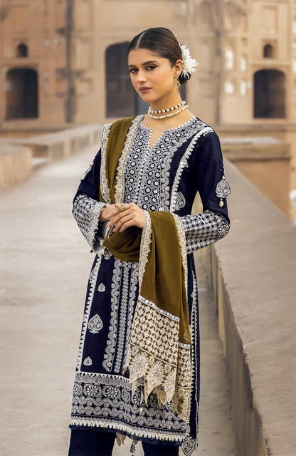 Unstitched 3 Piece Embroidered Lawn Suit