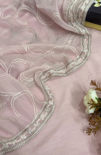 Unstitched Chiffon 3 Piece Embroidered Formal Suit