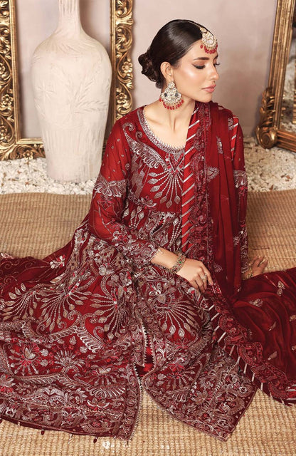 Unstitched 3 Piece Formal Embroidered Luxury Chiffon Suit