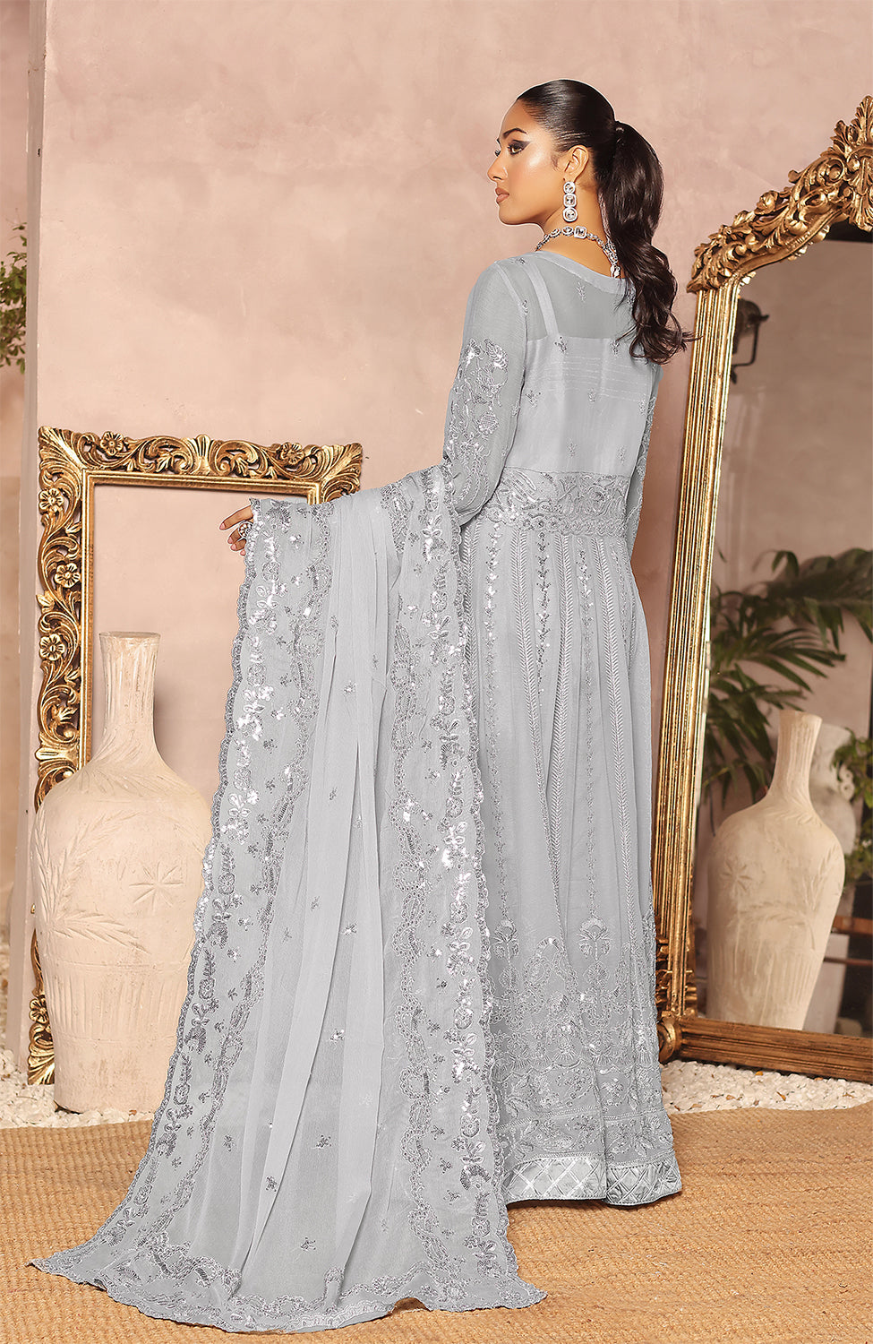 Unstitched 3 Piece Formal Embroidered Luxury Chiffon Suit
