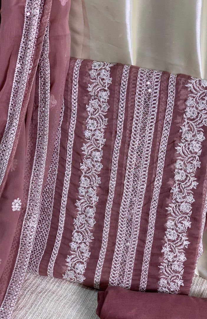 Unstitched Chiffon 3 Piece Embroidered Formal Suit
