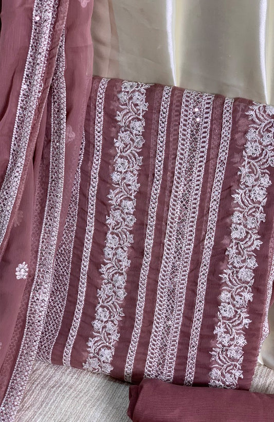 Unstitched Chiffon 3 Piece Embroidered Formal Suit