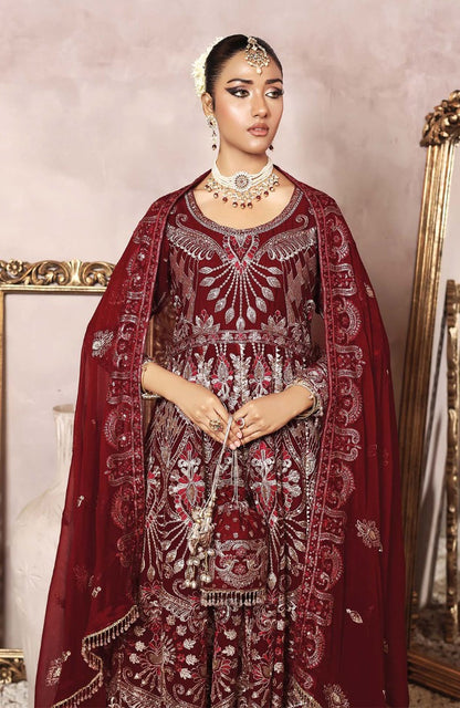 Unstitched 3 Piece Formal Embroidered Luxury Chiffon Suit