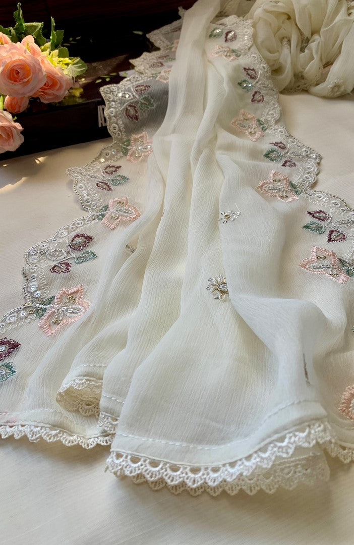 Unstitched Chiffon 3 Piece Embroidered Formal Suit
