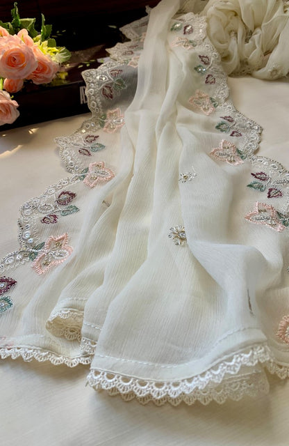Unstitched Chiffon 3 Piece Embroidered Formal Suit