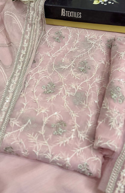 Unstitched Chiffon 3 Piece Embroidered Formal Suit