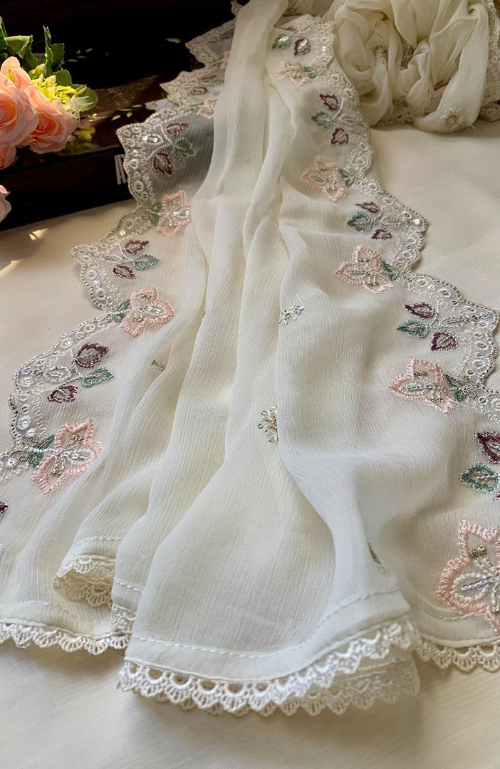 Unstitched Chiffon 3 Piece Embroidered Formal Suit
