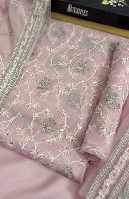 Unstitched Chiffon 3 Piece Embroidered Formal Suit
