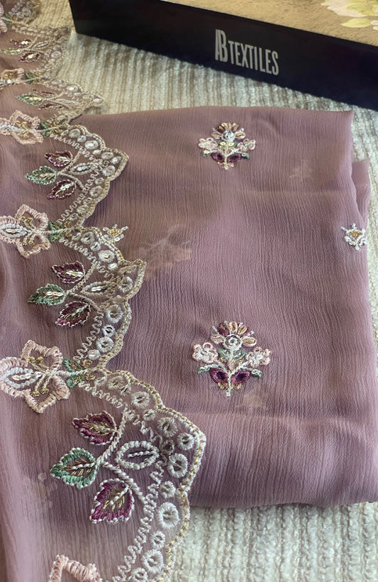 Unstitched Chiffon 3 Piece Embroidered Formal Suit