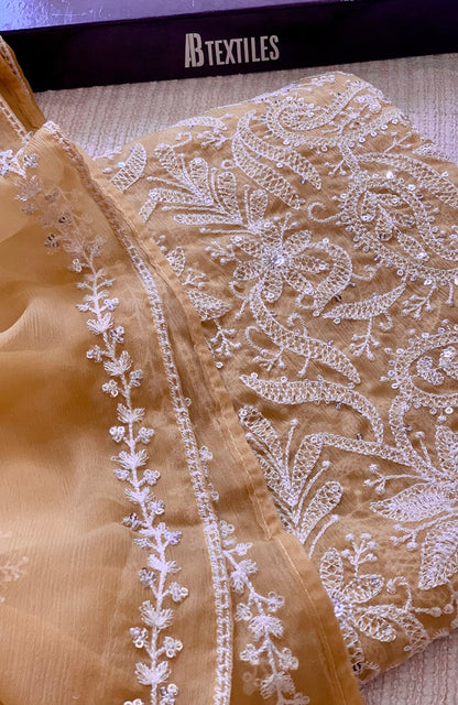 Unstitched Chiffon 3 Piece Embroidered Formal Suit