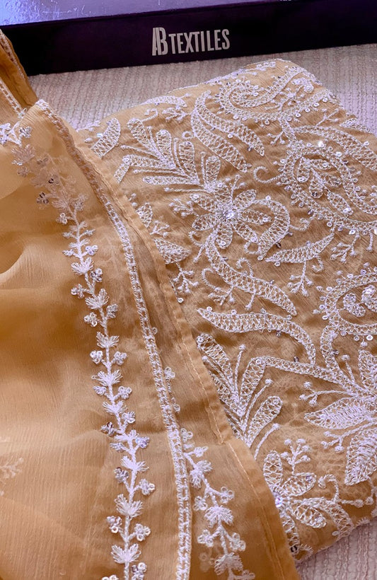 Unstitched Chiffon 3 Piece Embroidered Formal Suit