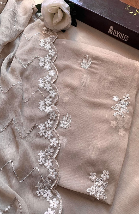 Unstitched Chiffon 3 Piece Embroidered Formal Suit