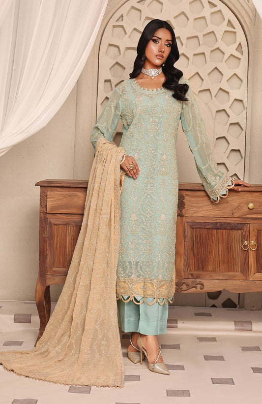 Unstitched 3 Piece Formal Embroidered Luxury Chiffon Suit