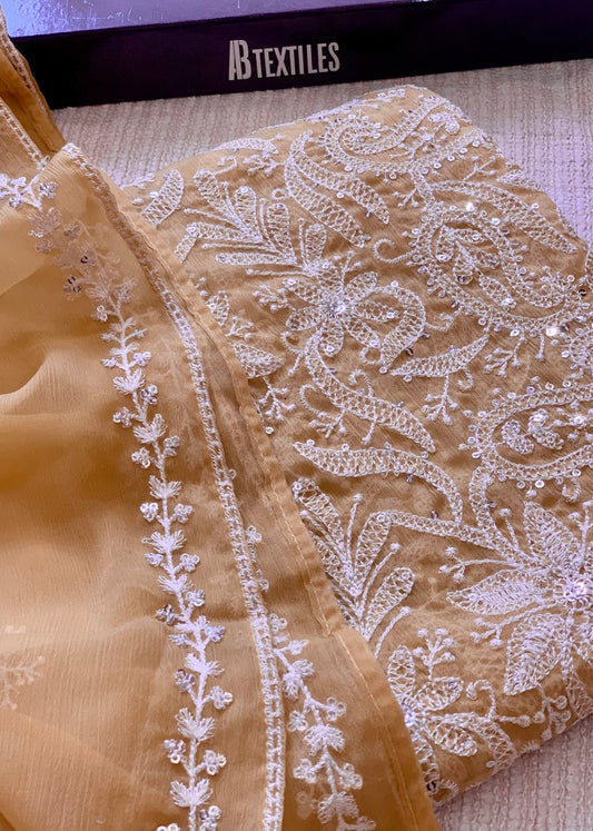 Unstitched Chiffon 3 Piece Embroidered Formal Suit