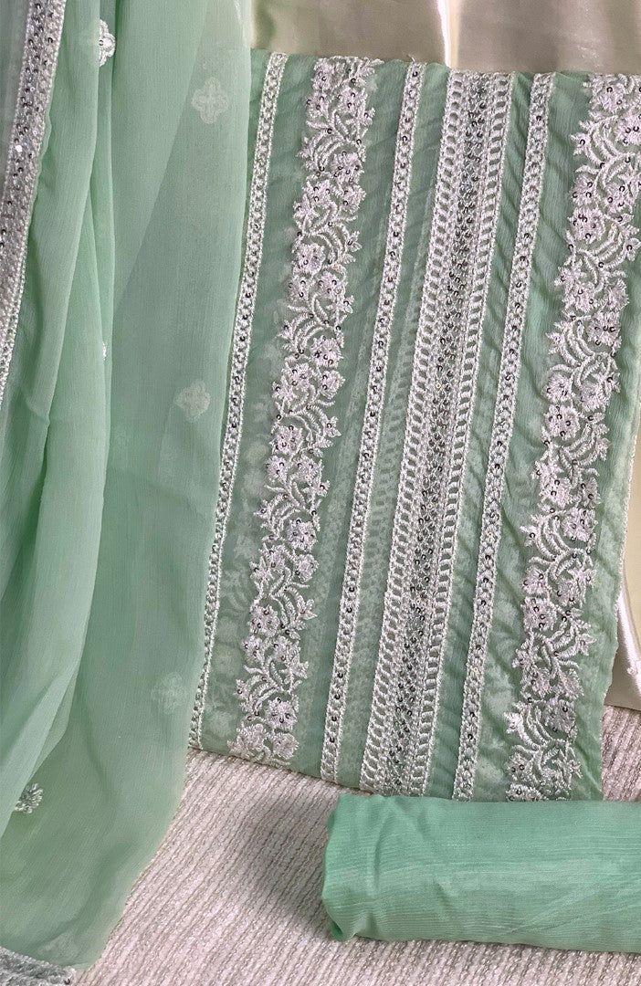 Unstitched Chiffon 3 Piece Embroidered Formal Suit