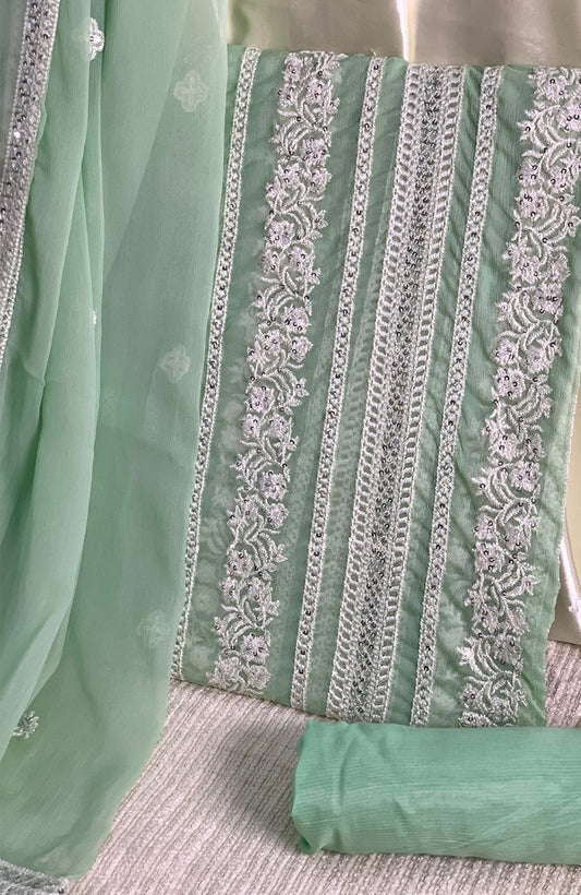 Unstitched Chiffon 3 Piece Embroidered Formal Suit